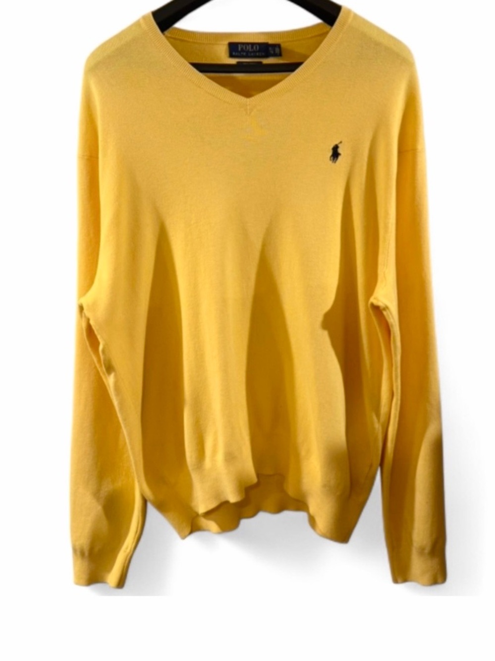 Ralph Lauren Yellow 100% Pima Cotton V-Neck Sweater Size Men’s XL